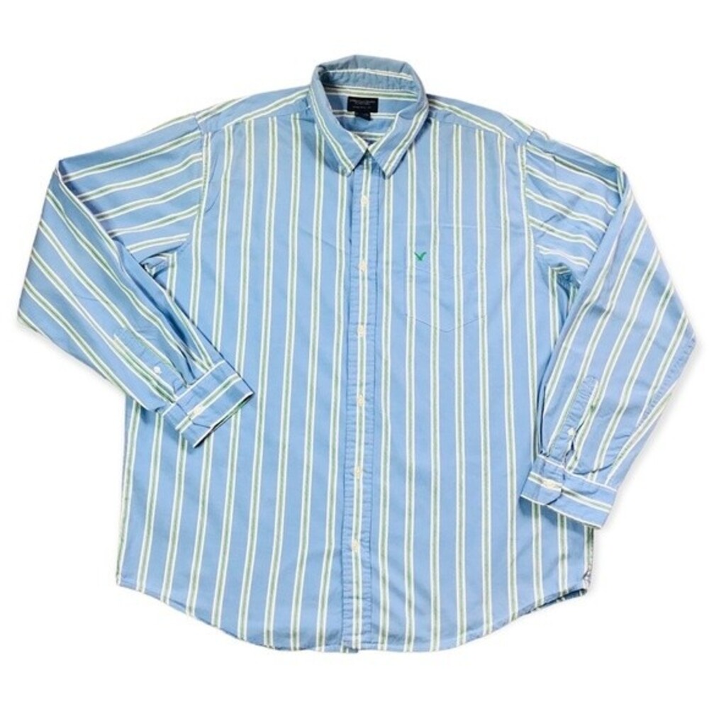 American Eagle Outfitters Men’s Striped Long Sleeve Button Down Shirt